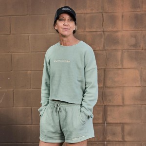 Goruck Cropped Embroidered Sweatshirt Women Olive / Brown | DE-NYX315872