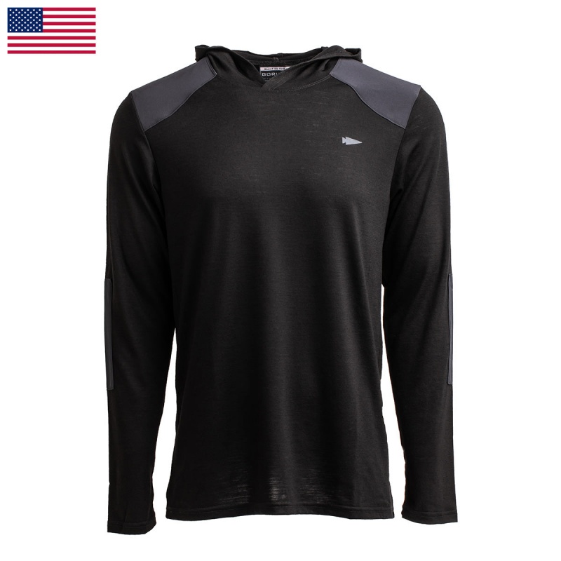 Goruck 24.7 Merino Wool Hoodie Tops Men Black | DE-JVE765890