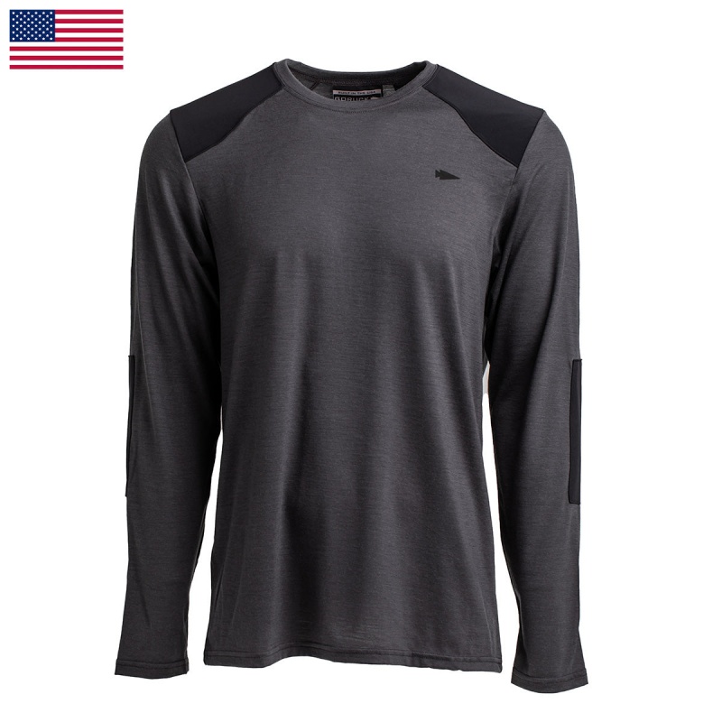 Goruck 24.7 Merino Wool Long Sleeve Tee Tops Men Black | DE-XLJ675194