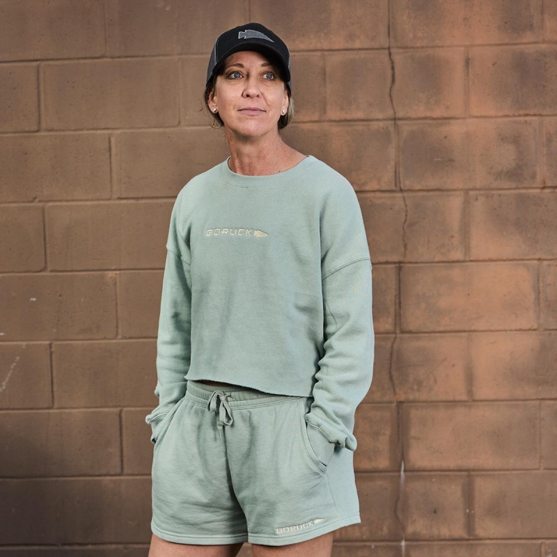 Goruck Cropped Embroidered Sweatshirt Women Olive / Brown | DE-NYX315872