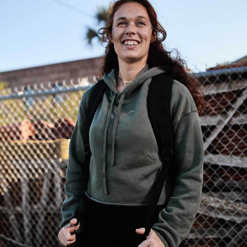 Goruck Cropped Hoodie Women Green | DE-BZL378169