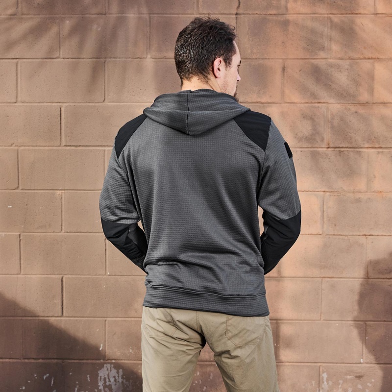 Goruck Indestructible Grid Fleece Full Zip Tops Men Grey / Black | DE-ORN753042