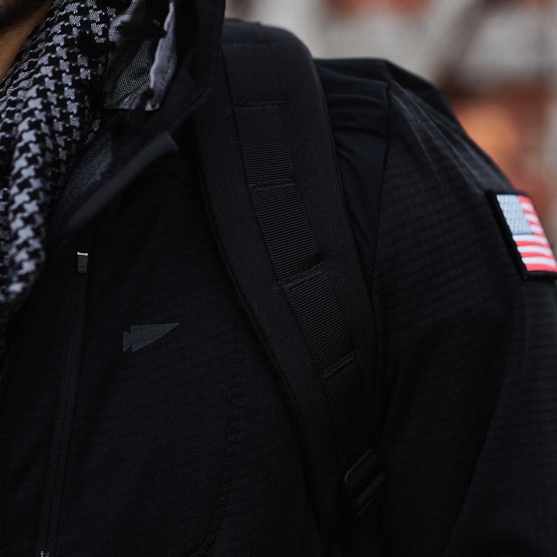 Goruck Indestructible Grid Fleece Full Zip Tops Men Black / Black | DE-MPG042186