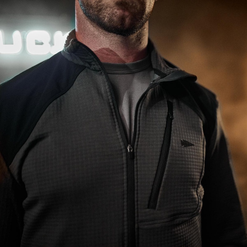 Goruck Indestructible Grid Fleece Half Zip Tops Men Grey | DE-YWC592047