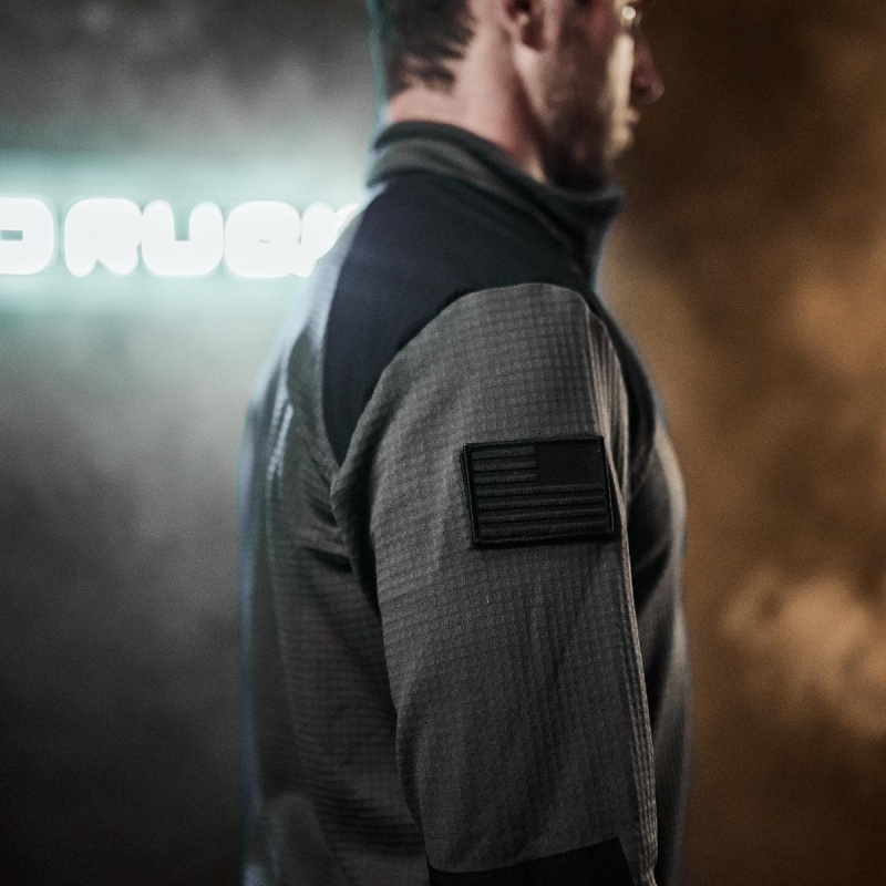 Goruck Indestructible Grid Fleece Half Zip Tops Men Grey | DE-YWC592047