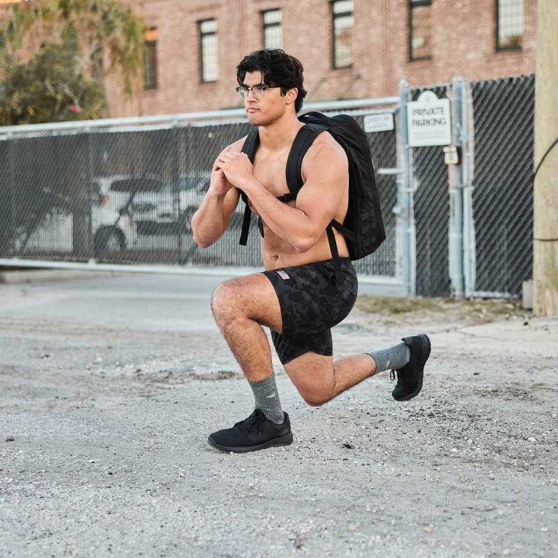 Goruck Indestructible Training Length 7.5 Shorts Men Black Camo | DE-WAG518296