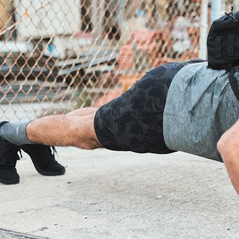 Goruck Indestructible Training Length 7.5 Shorts Men Black Camo | DE-WAG518296