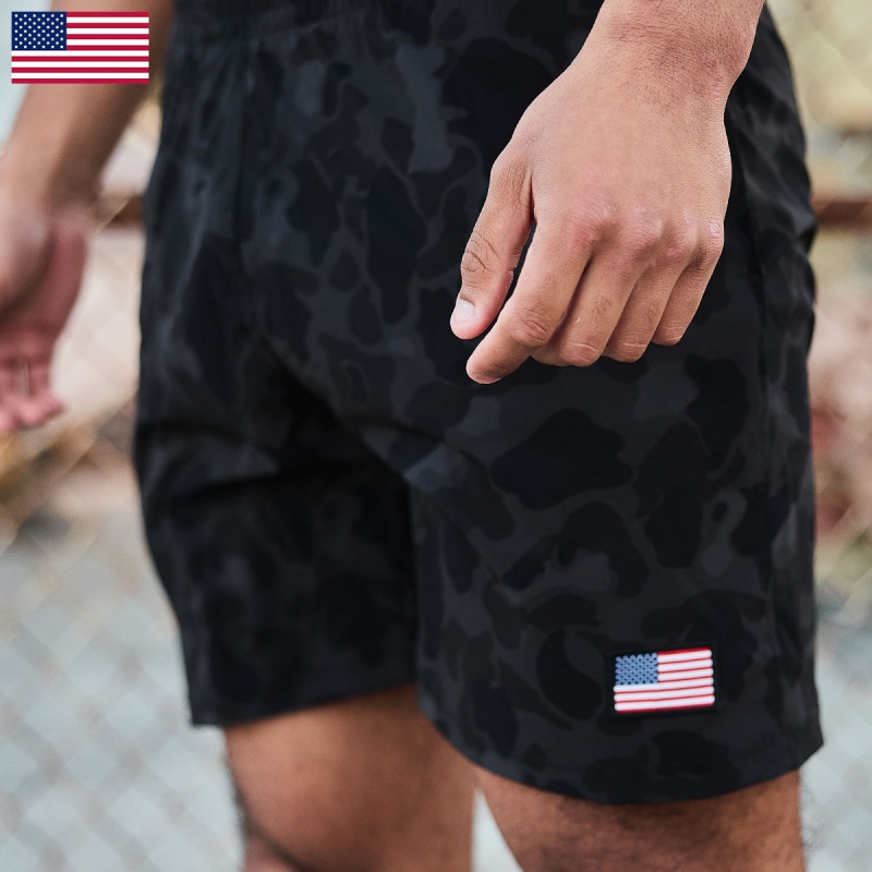 Goruck Indestructible Training Length 7.5 Shorts Men Black Camo | DE-WAG518296