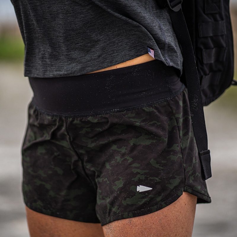 Goruck Indestructible Training Shorts Women Dark Camo | DE-AOE965170