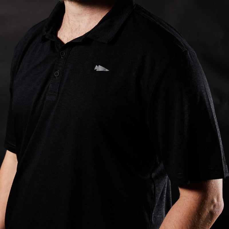 Goruck The Field Polo T-Shirt Men Black | DE-QTM675943