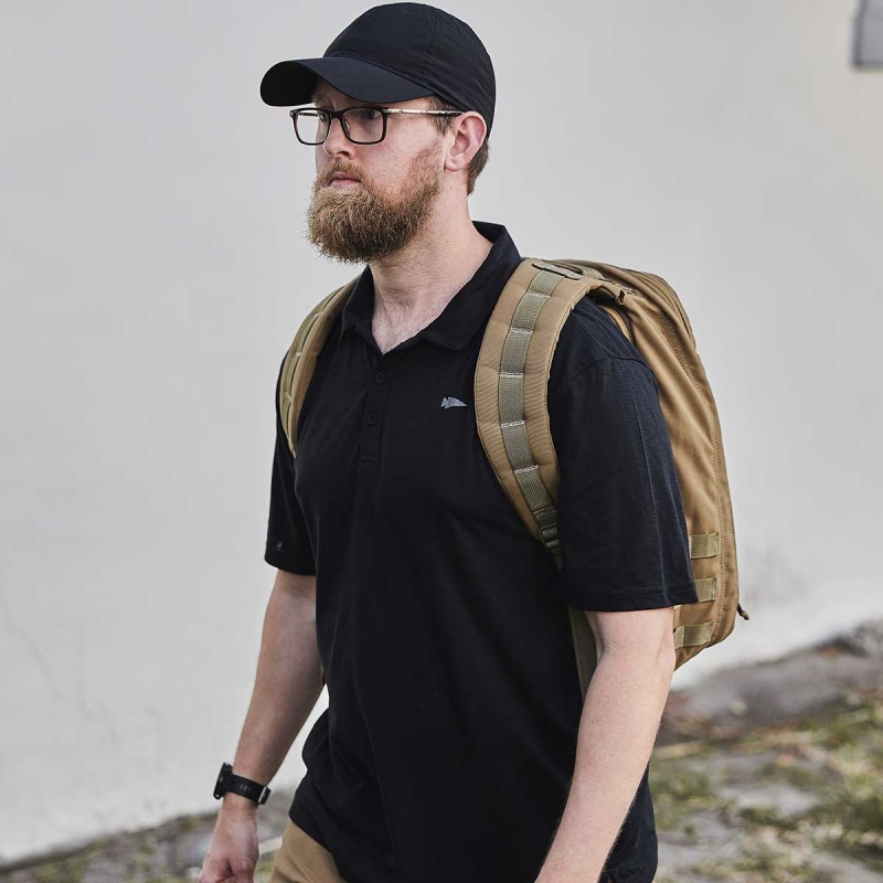 Goruck The Field Polo T-Shirt Men Black | DE-QTM675943